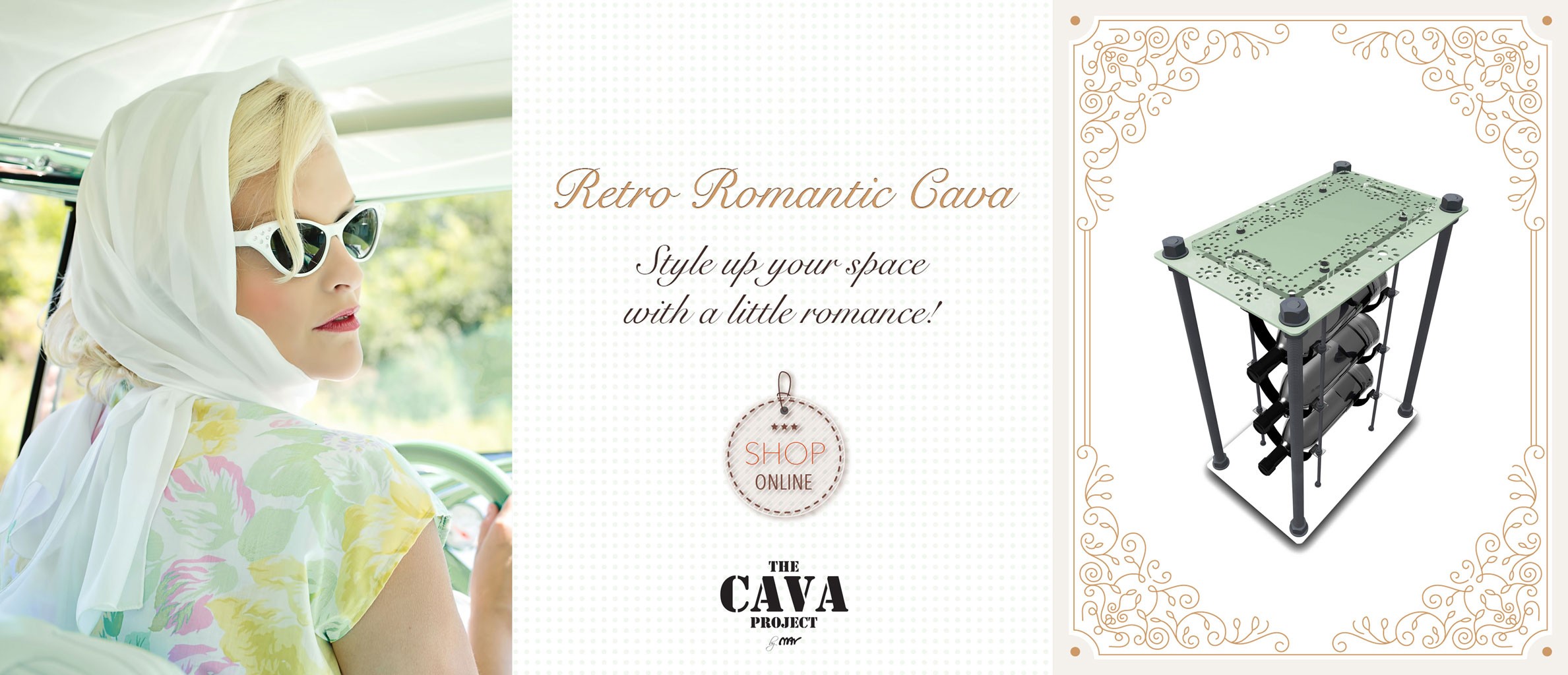 Retro Romantic CAVA | Wine Rack Side Table