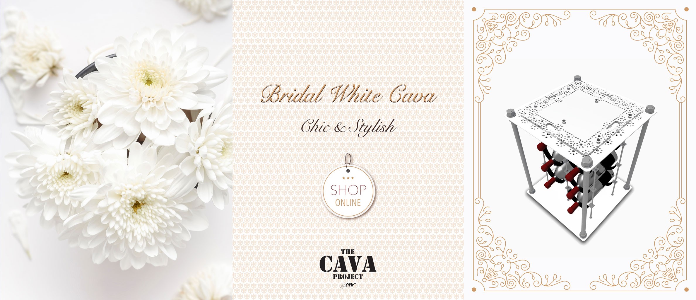 Bridal White CAVA | Wine Rack Side Table